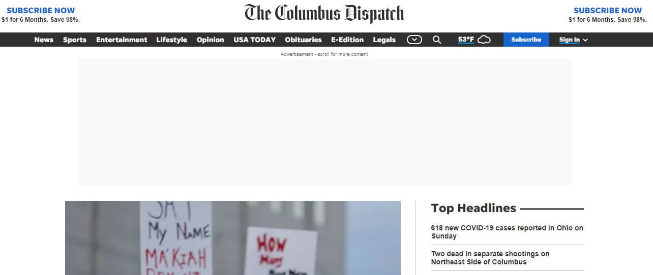 Ohio newspapers 3 The Columbus Dispatch website