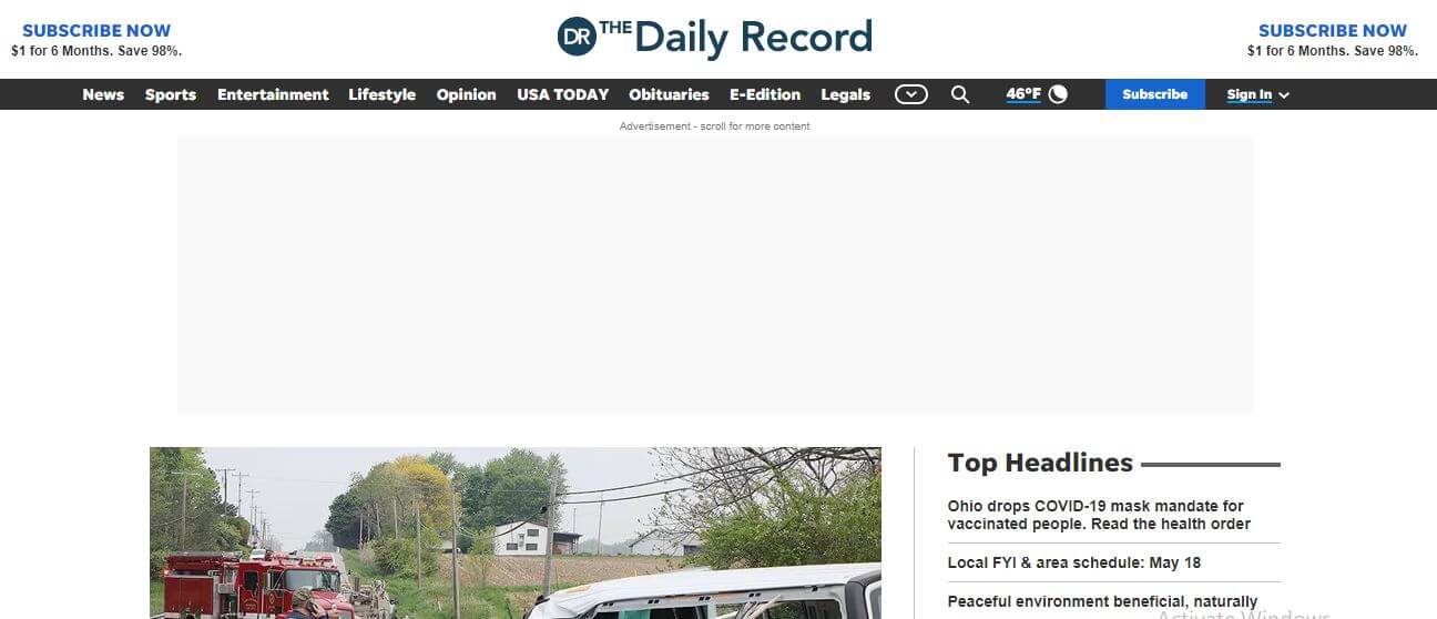 Ohio newspapers 30 The Daily Record website