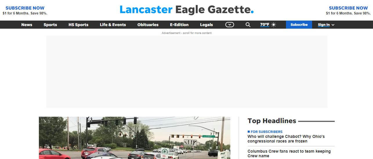 Ohio newspapers 57 Lancaster Eagle Gazette website