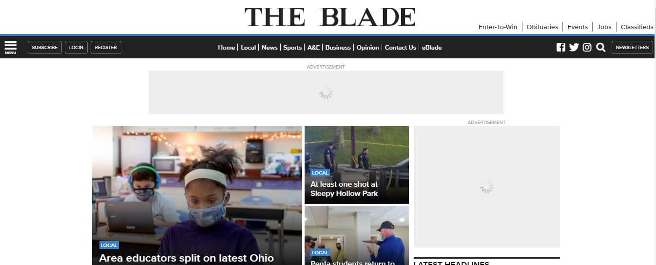 Ohio newspapers 7 The Blade website