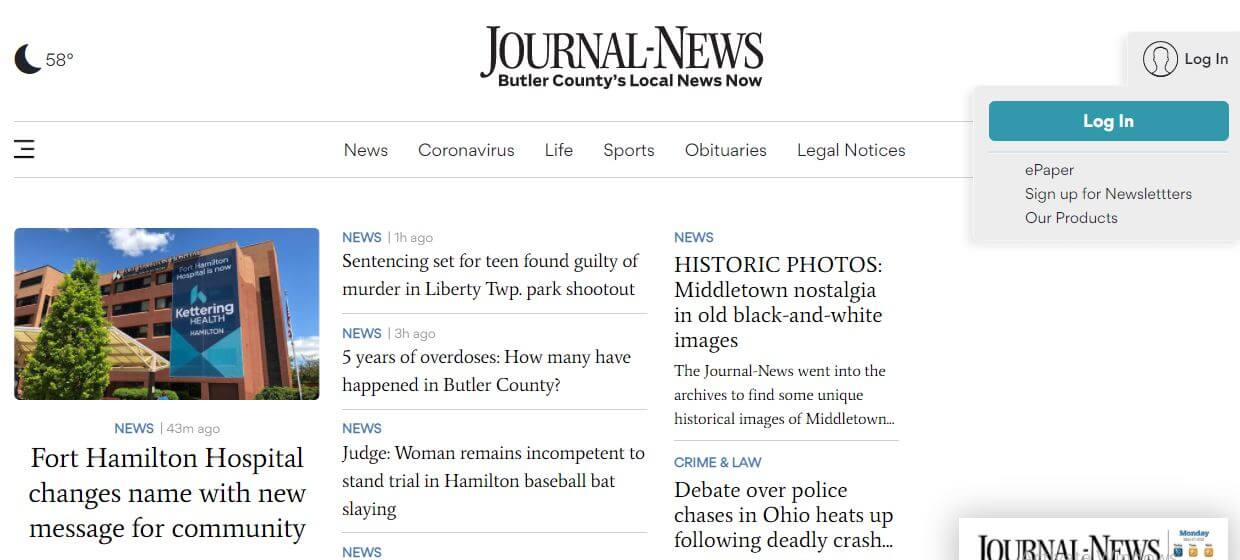 Ohio newspapers 9 Middletown Journal News website