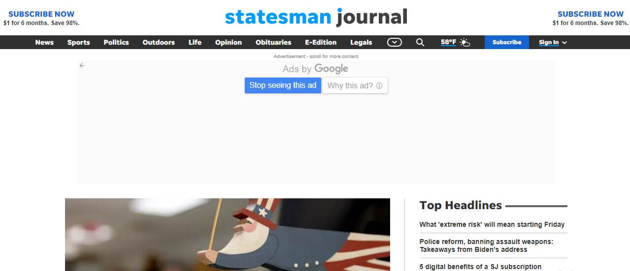 Oregon newspapers 16 Statesman Journal website