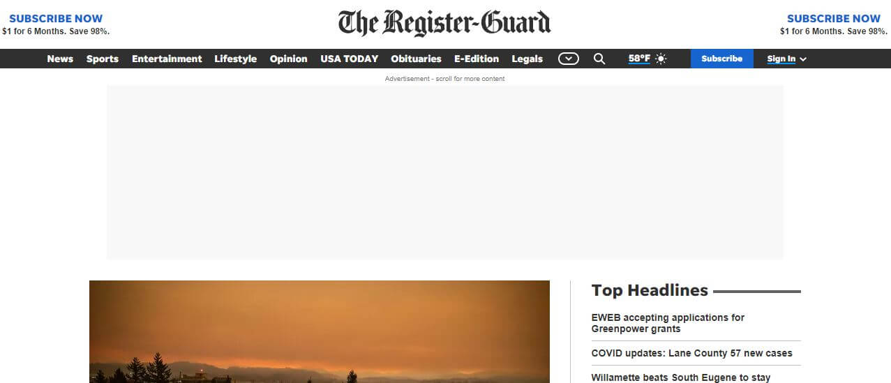 Oregon newspapers 18 The Register Guard website