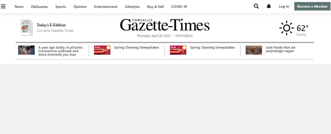 Oregon newspapers 19 Corvallis Gazette Times website