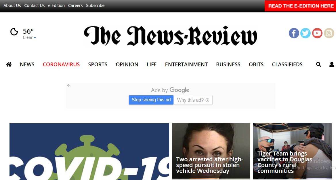 Oregon newspapers 30 Roseburg News Review website