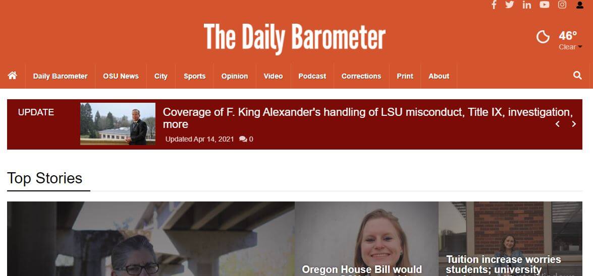 Oregon newspapers 32 Barometer website