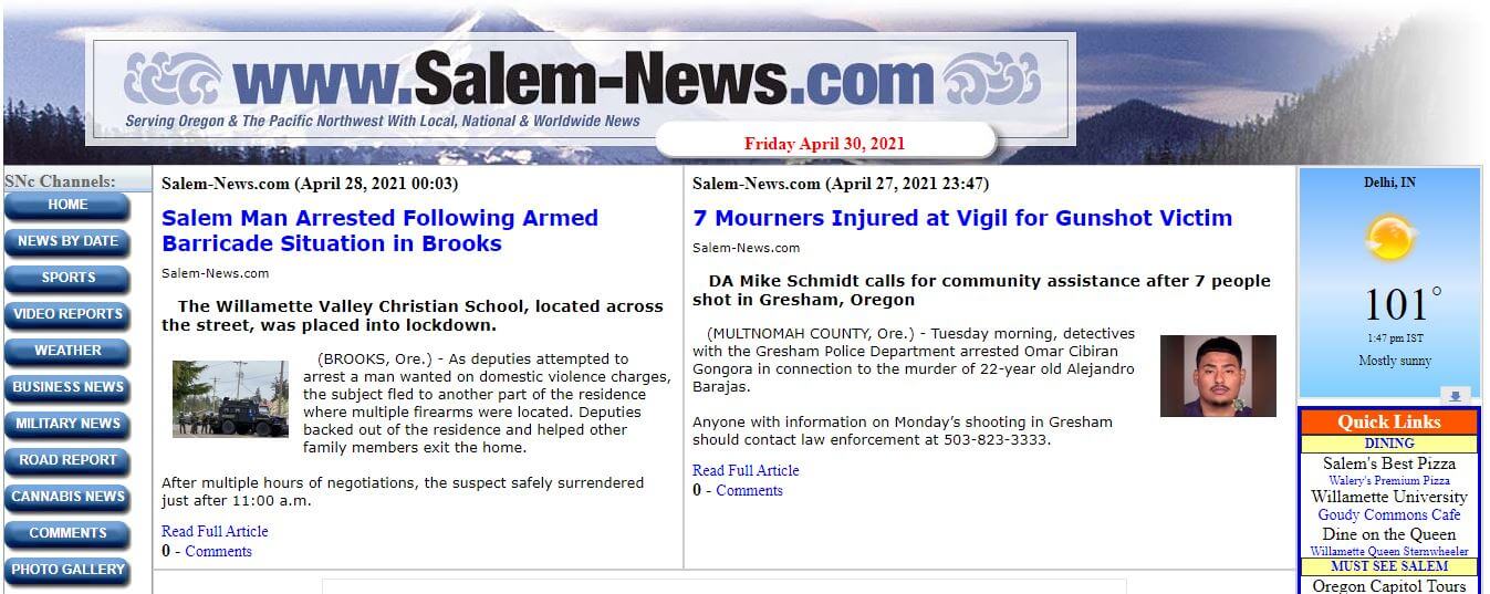 Oregon newspapers 40 Salem News website