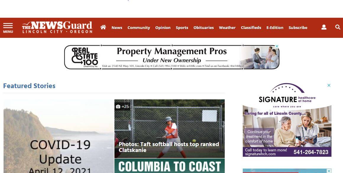 Oregon newspapers 43 Lincoln City News Guard website