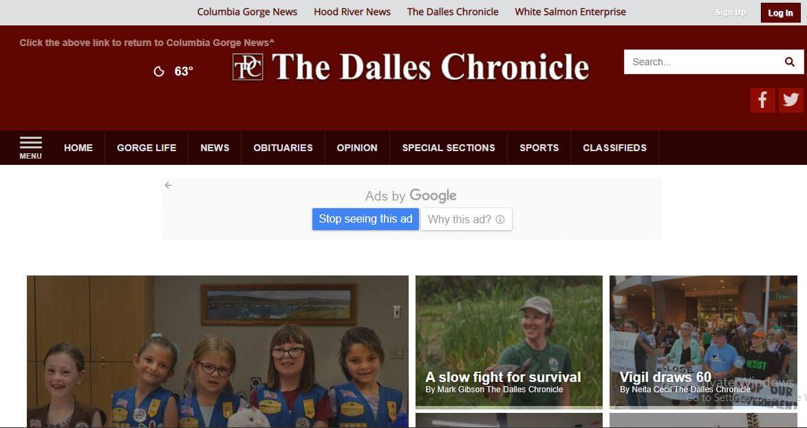 Oregon newspapers 46 The Dalles Chronicle website