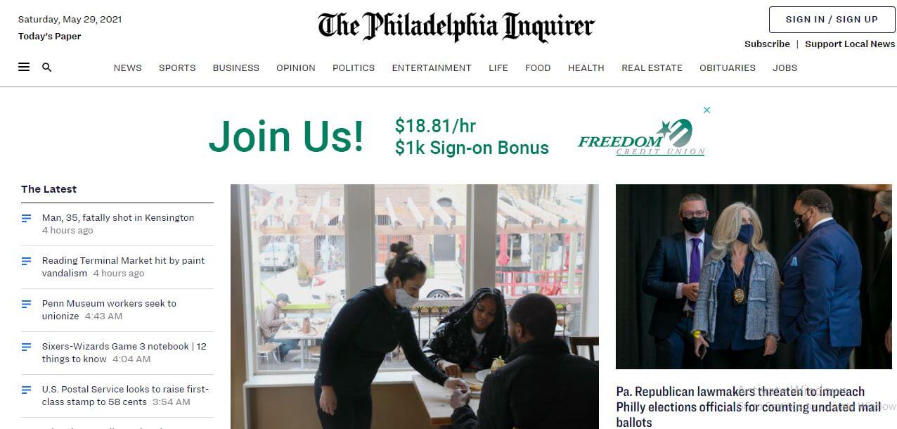 Pennsylvania newspapers 1 The Philadelphia Inquirer website