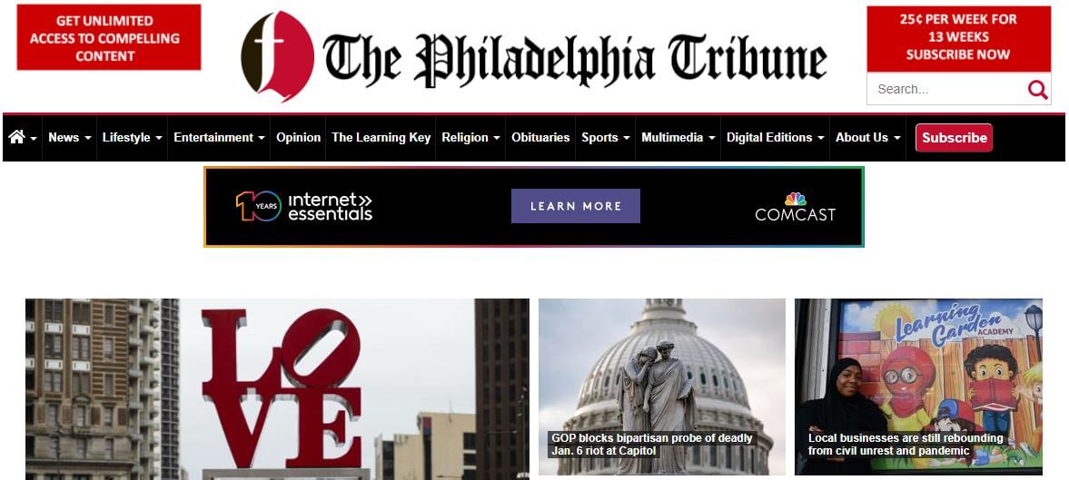 Pennsylvania newspapers 18 Philadelphia Tribune website