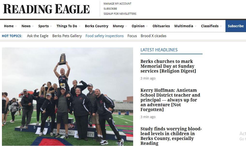 Pennsylvania newspapers 19 Reading Eagle website