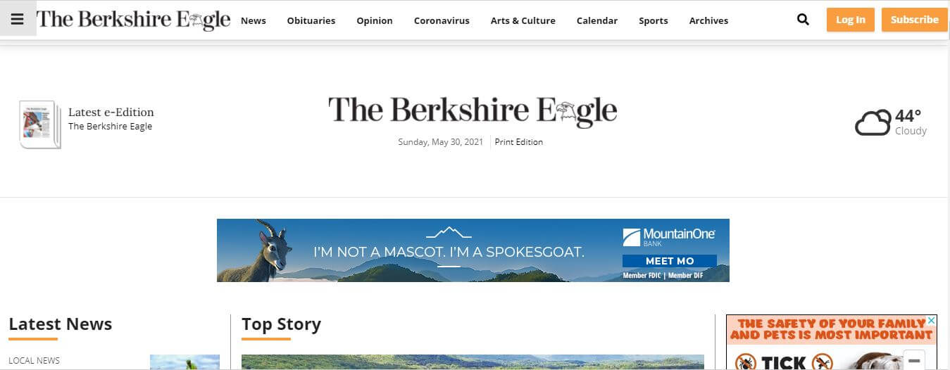 Pennsylvania newspapers 31 Berkshire Eagle website