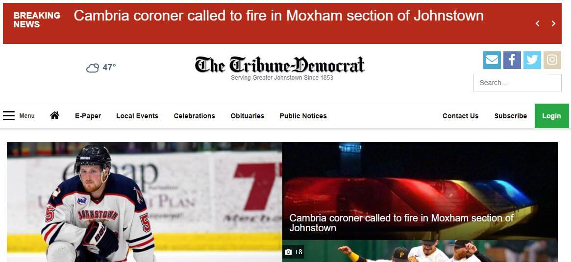 Pennsylvania newspapers 41 The Tribune Democrat website