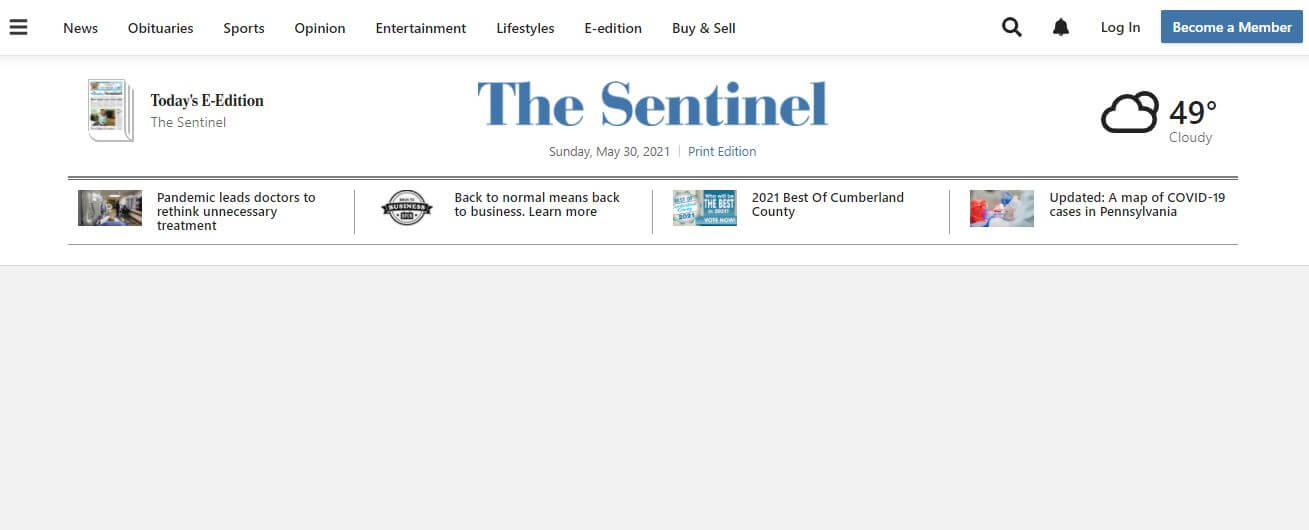 Pennsylvania newspapers 42 Carlisle Sentinel website