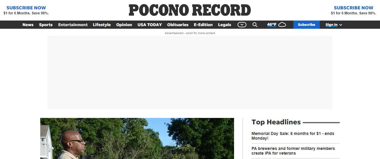 Pennsylvania newspapers 50 Pocono Record website