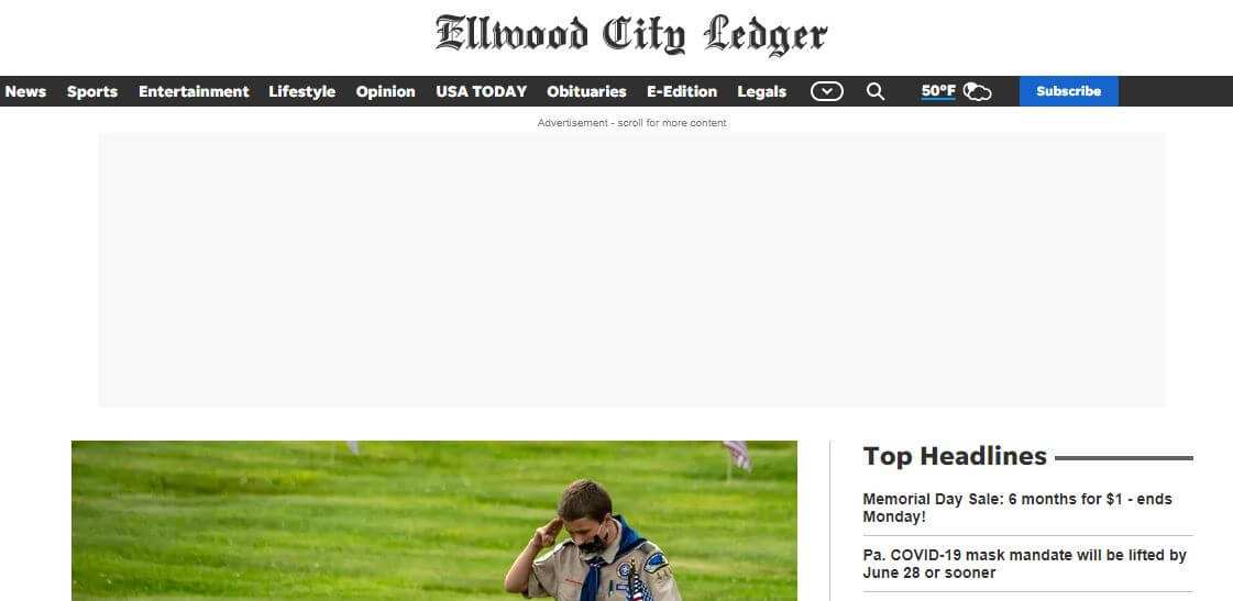 Pennsylvania newspapers 60 Ellwood City Ledger website