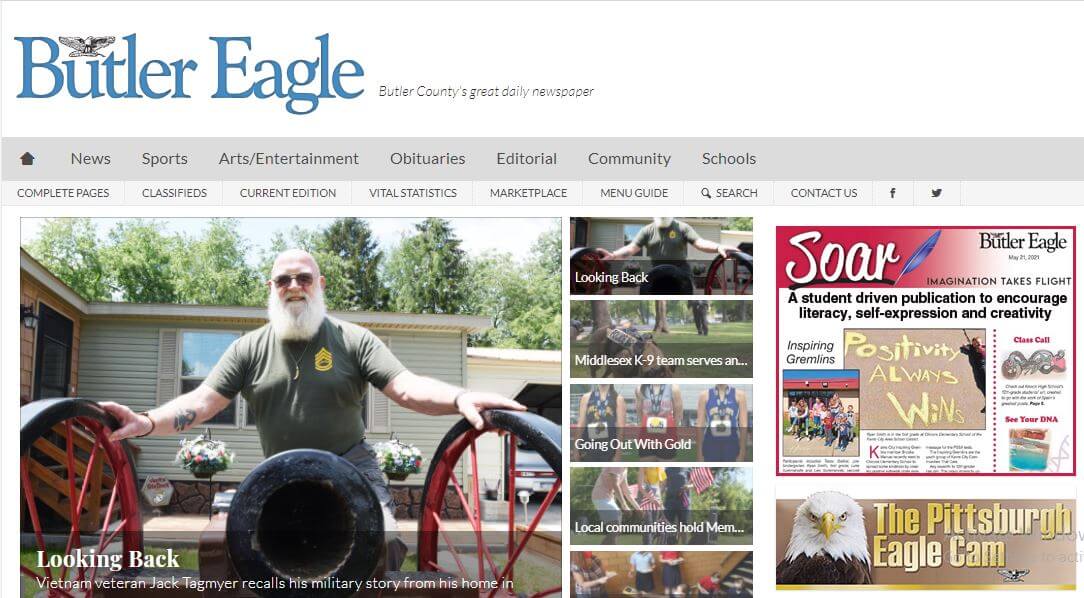 Pennsylvania newspapers 71 Butler Eagle website