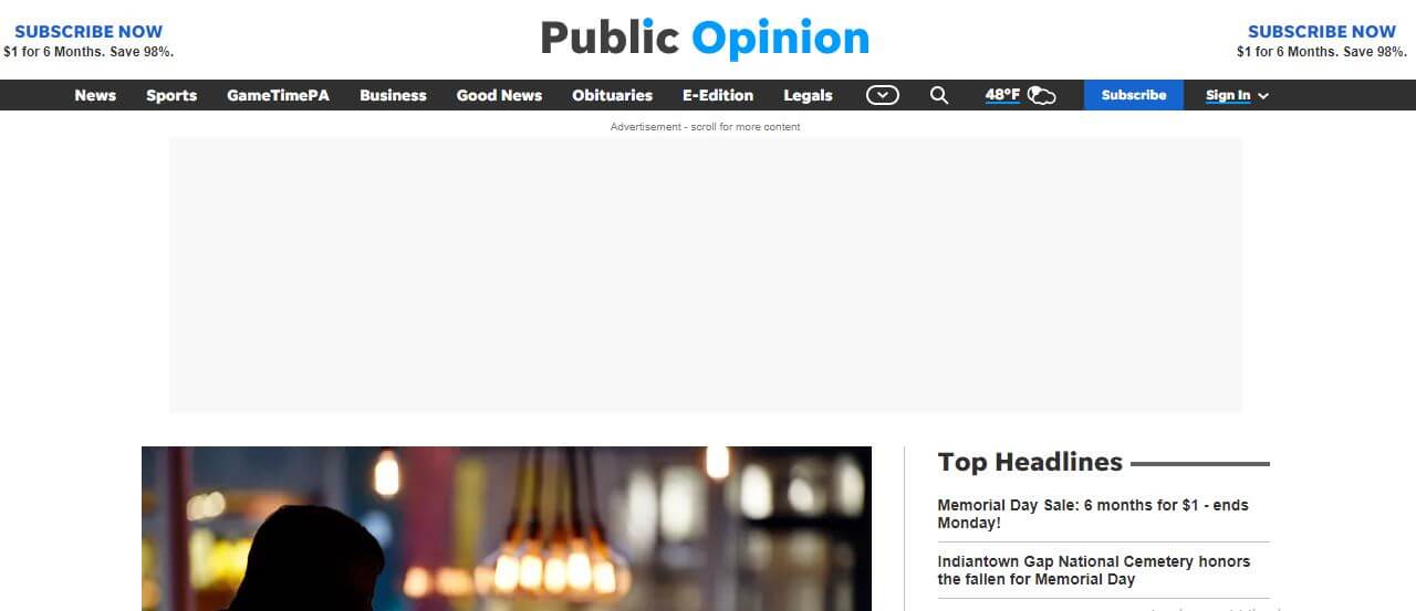 Pennsylvania newspapers 72 Public Opinion website