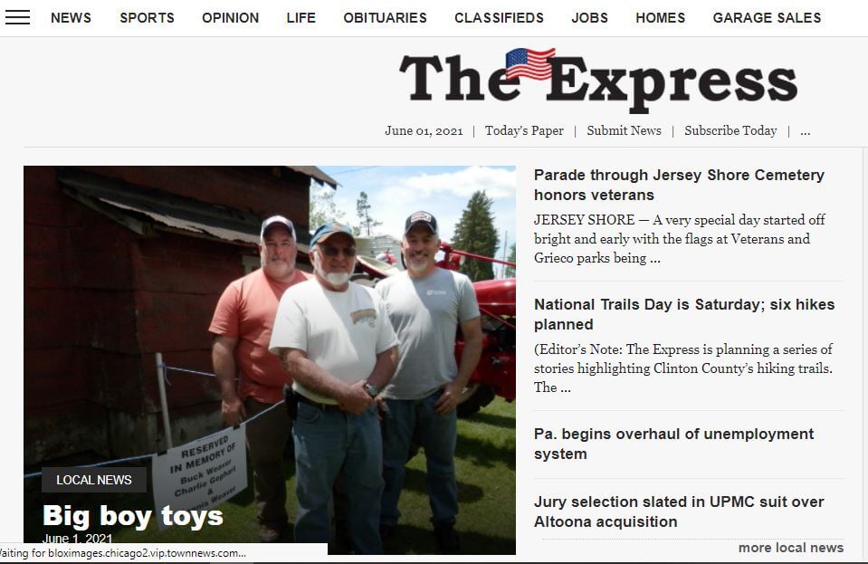 Pennsylvania newspapers 76 The Express website