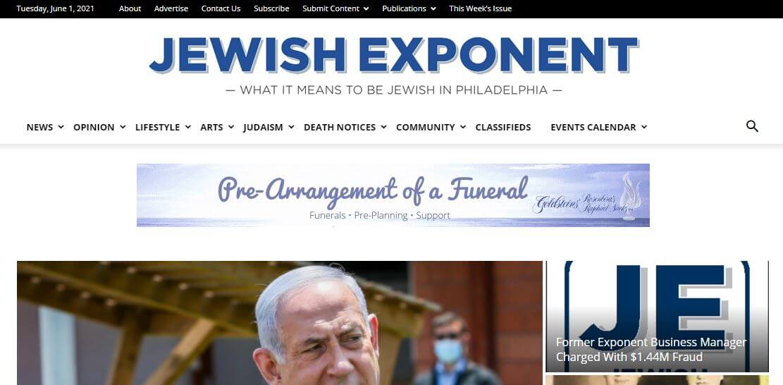 Pennsylvania newspapers 81 Jewish Exponent website