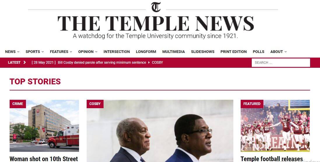 Pennsylvania newspapers 87 Temple News website