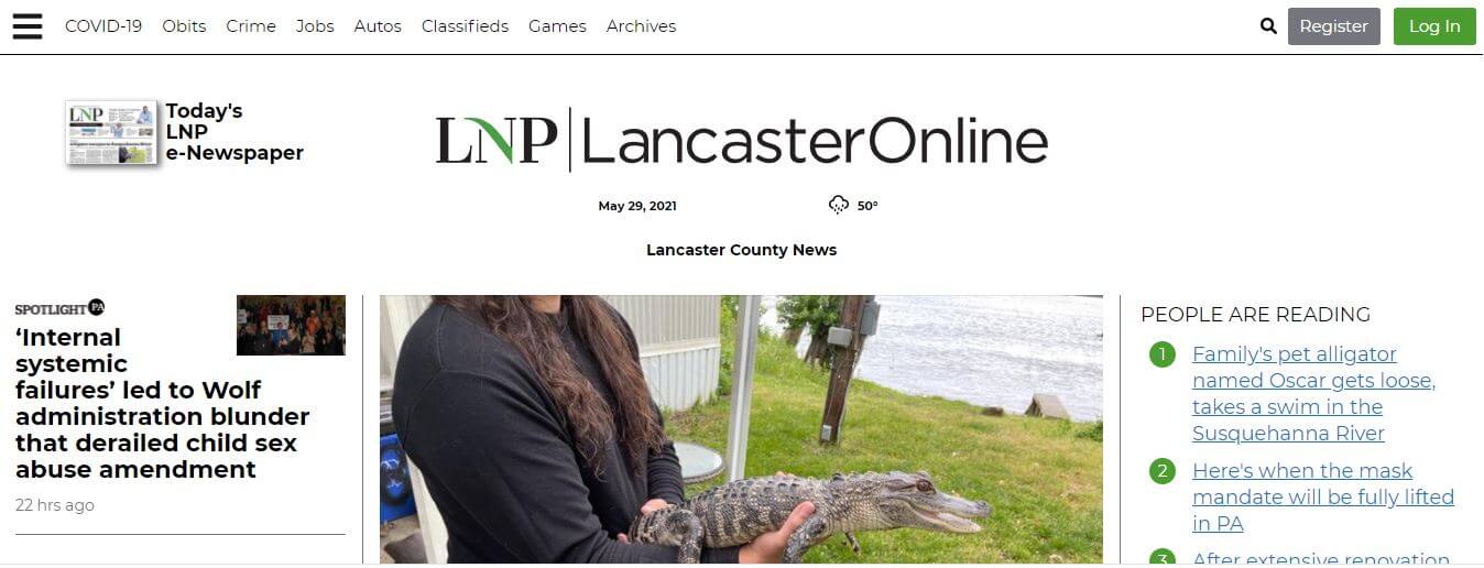 Pennsylvania newspapers 9 Lancaster Online website