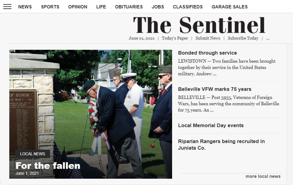 Pennsylvania newspapers 94 Lewistown Sentinel website