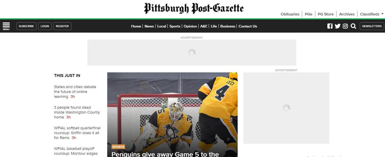 Pittsburgh newspapers 1 Pittsburgh Post Gazette website
