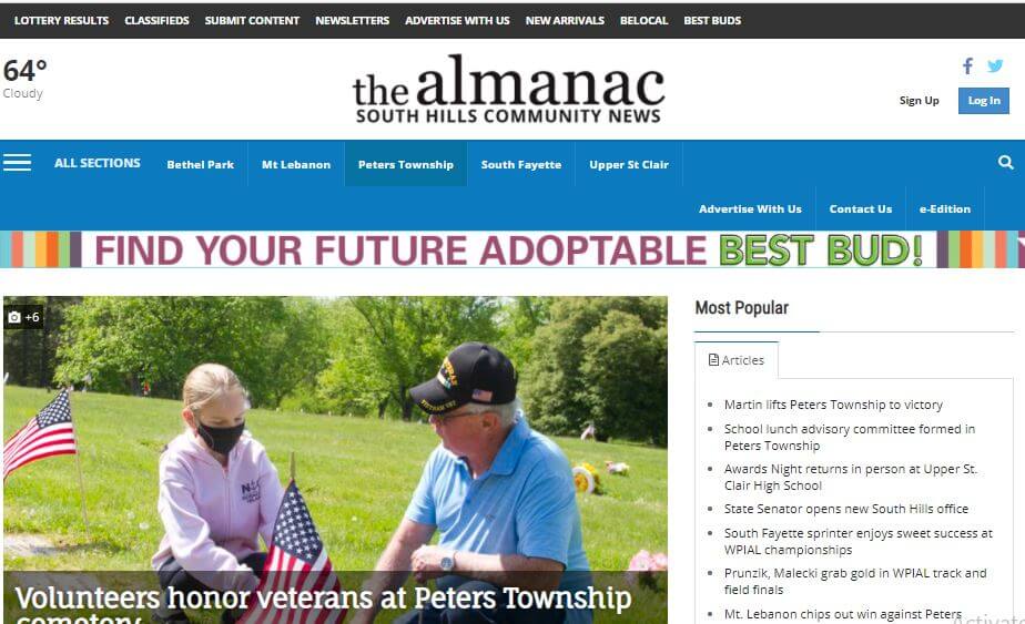 Pittsburgh newspapers 13 Almanac website