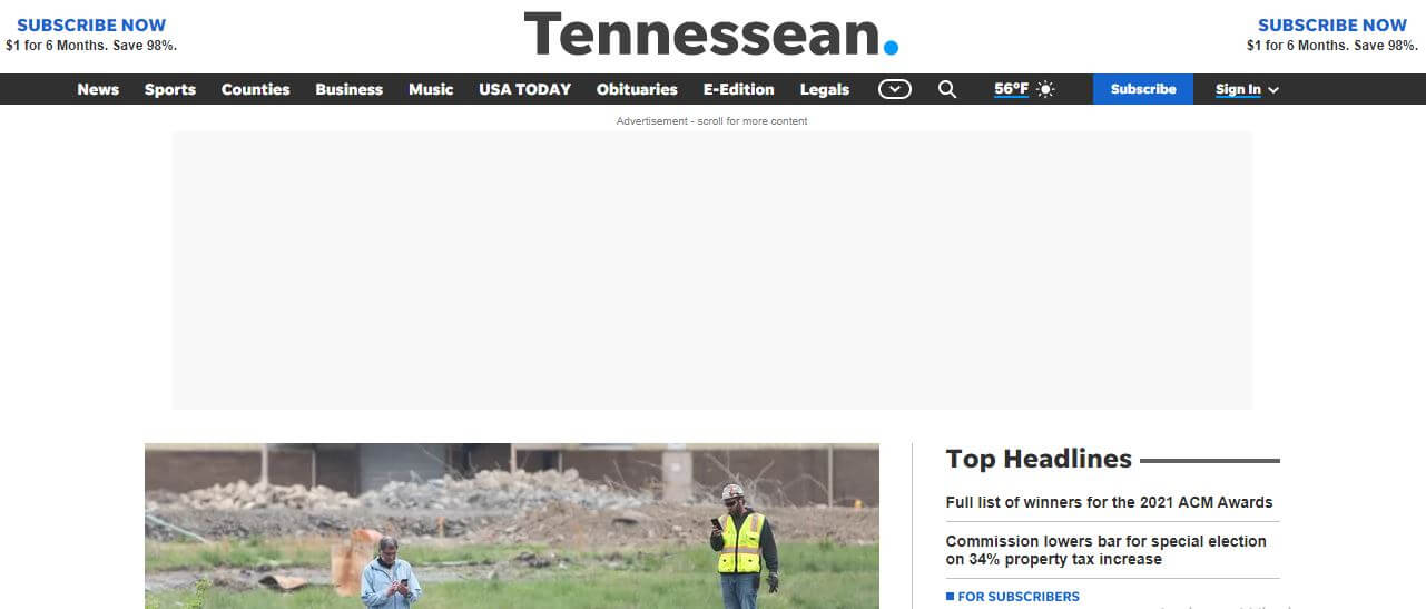 Tennessee newspapers 1 The Tennessean website