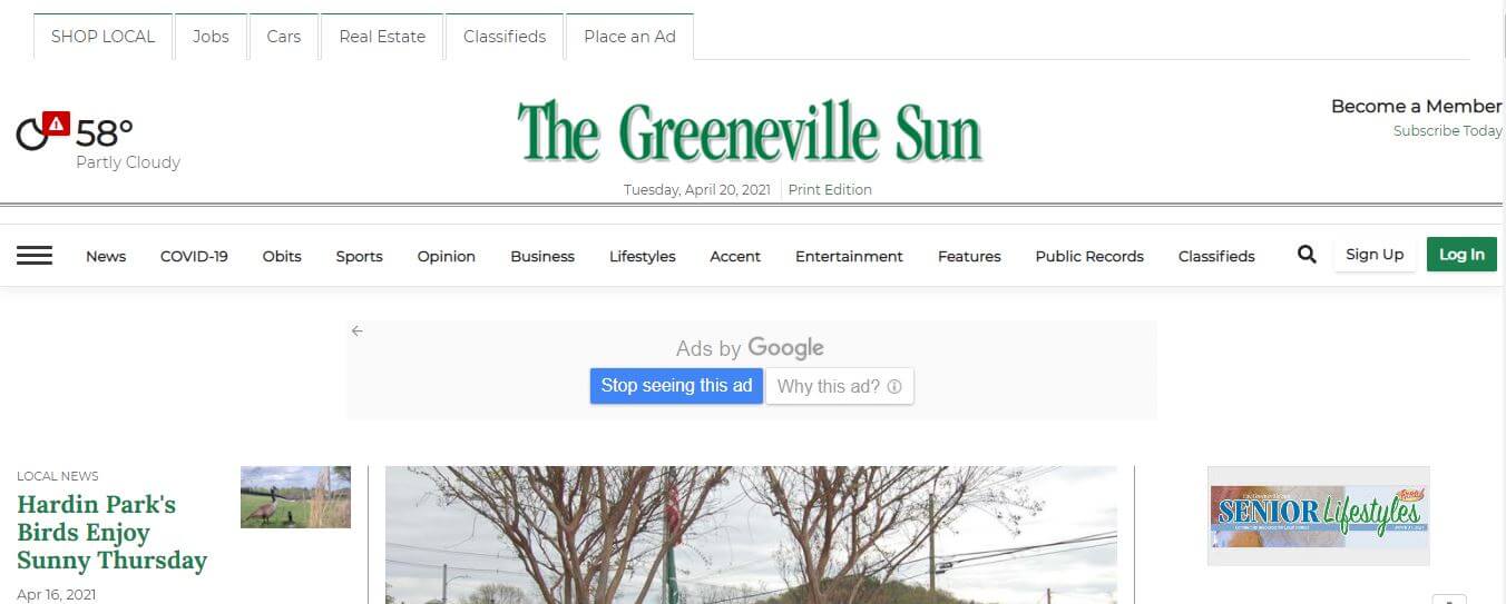 Tennessee newspapers 39 The Greenville Sun website