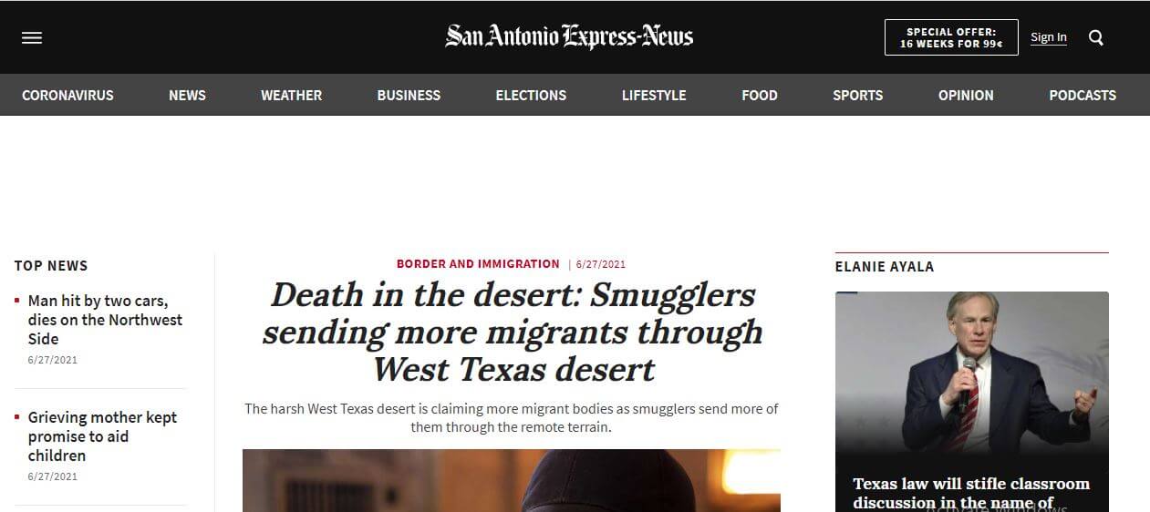 Texas newspapers 11 San Antonio Express News website