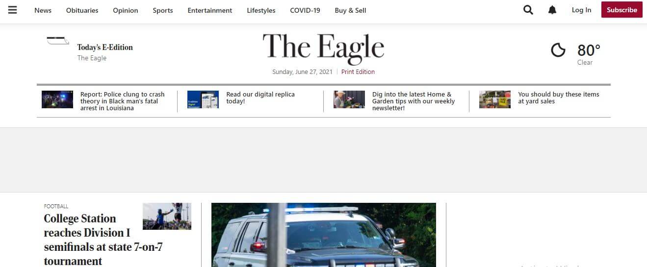 Texas newspapers 18 The Eagle website