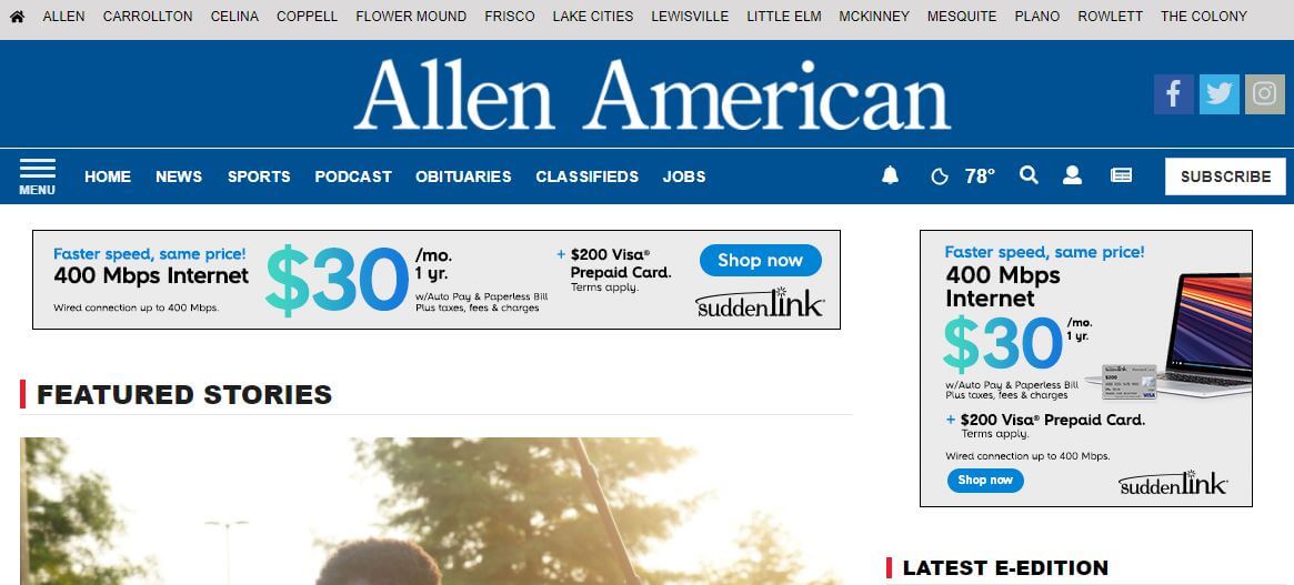 Texas newspapers 24 The Allen American website