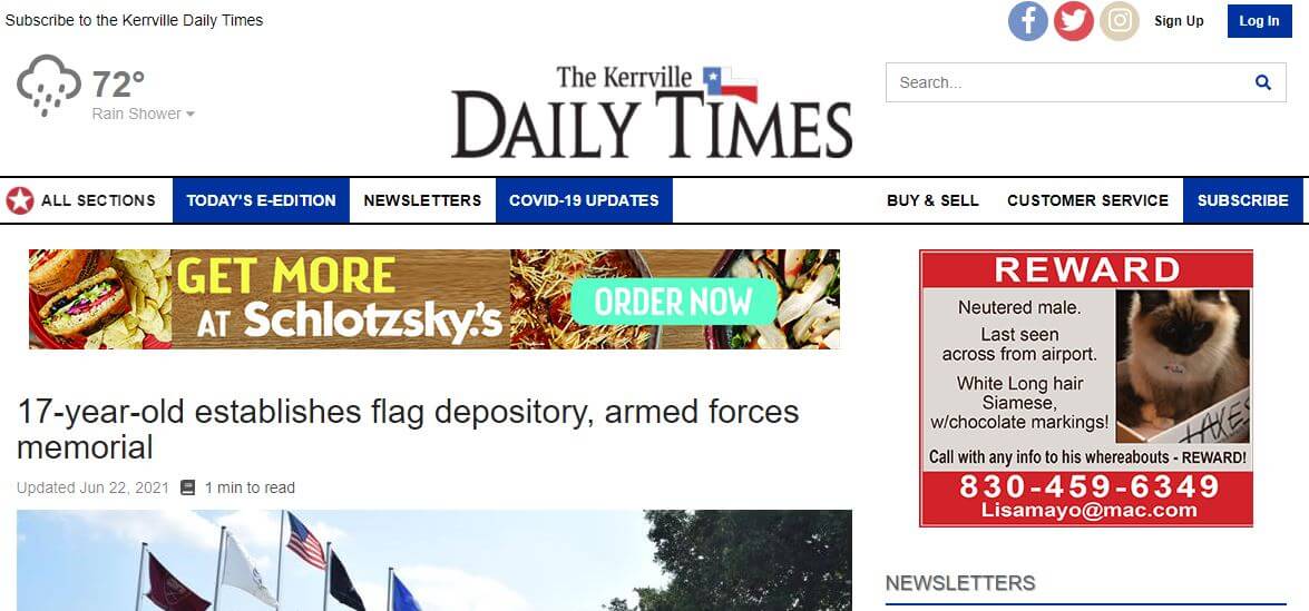 Texas newspapers 42 Kerrville Daily Times website