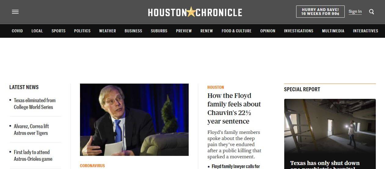 Texas newspapers 5 Houston Chronicle website