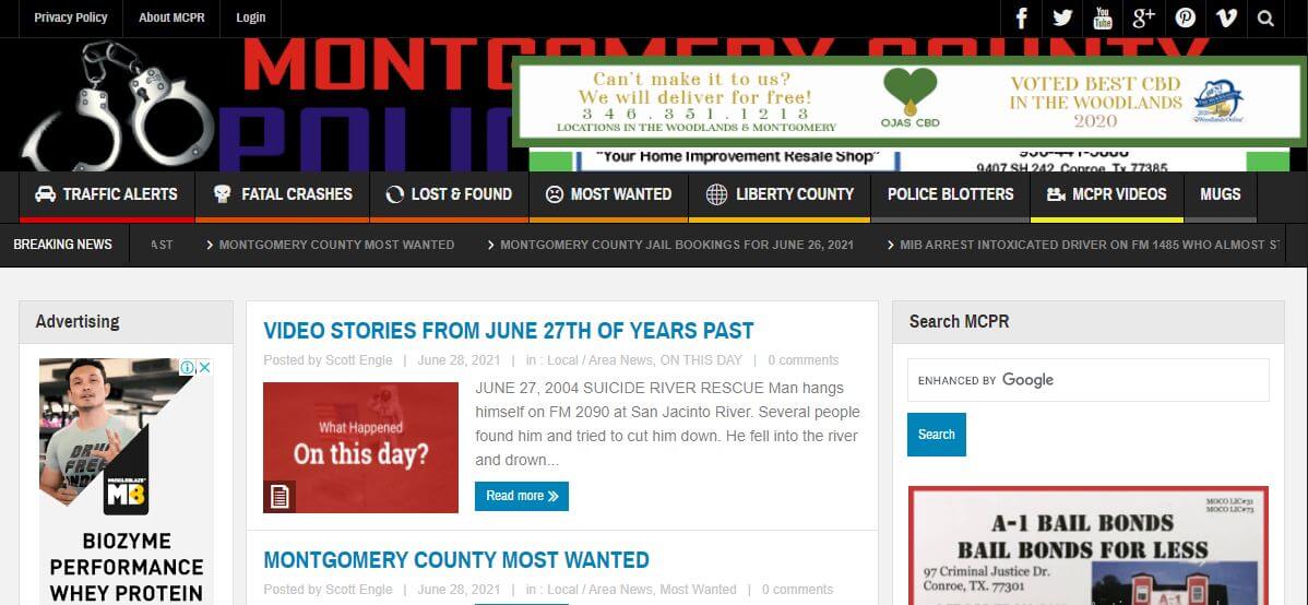 Texas newspapers 55 Montgomery County Police Report website