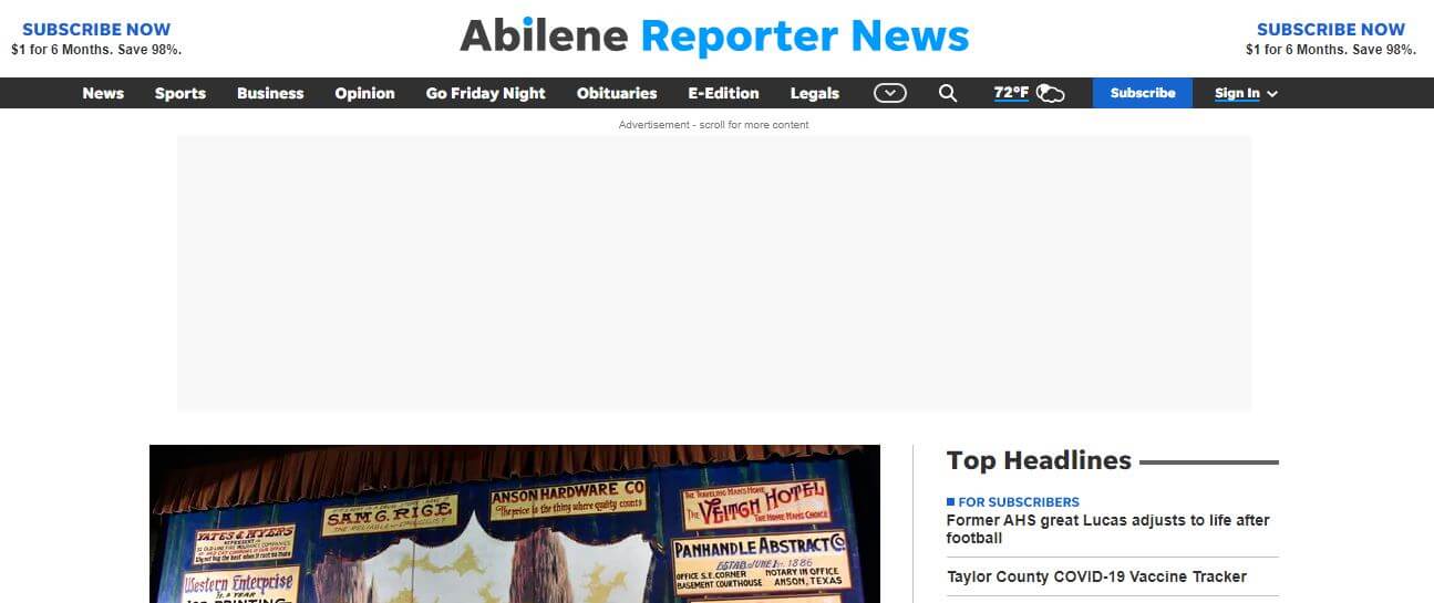 Texas newspapers 56 Abilene Reporter News website