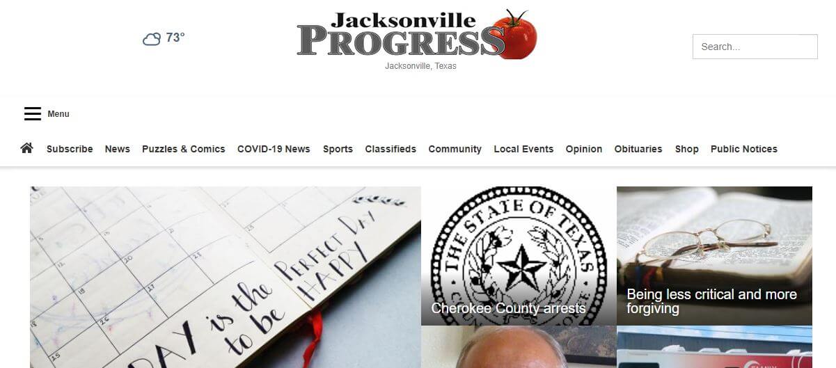 Texas newspapers 67 Jacksonville Progress website
