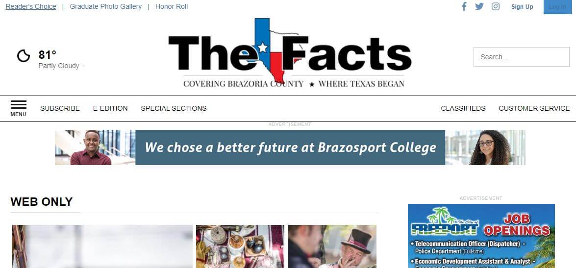 Texas newspapers 69 Clute Facts website