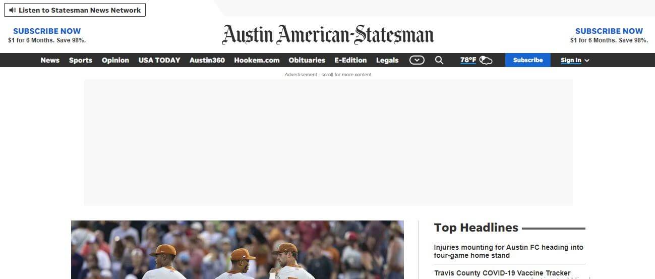 Texas newspapers 7 Austin American Statesman website