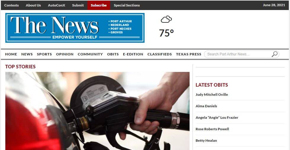 Texas newspapers 80 Port Arthur News website