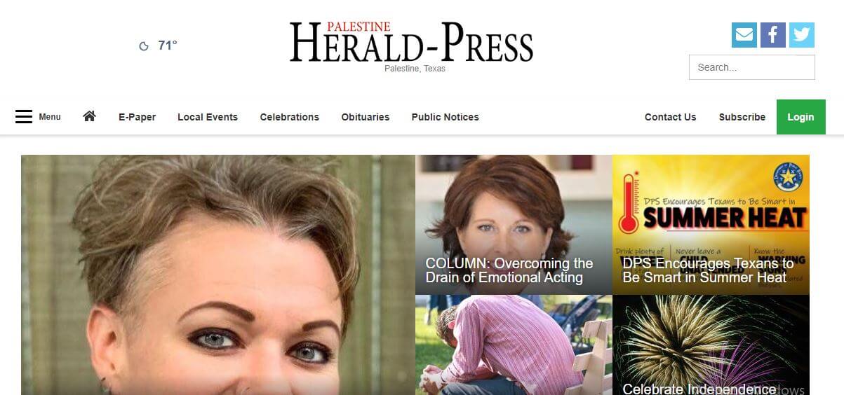 Texas newspapers 82 Palestine Herald Press website