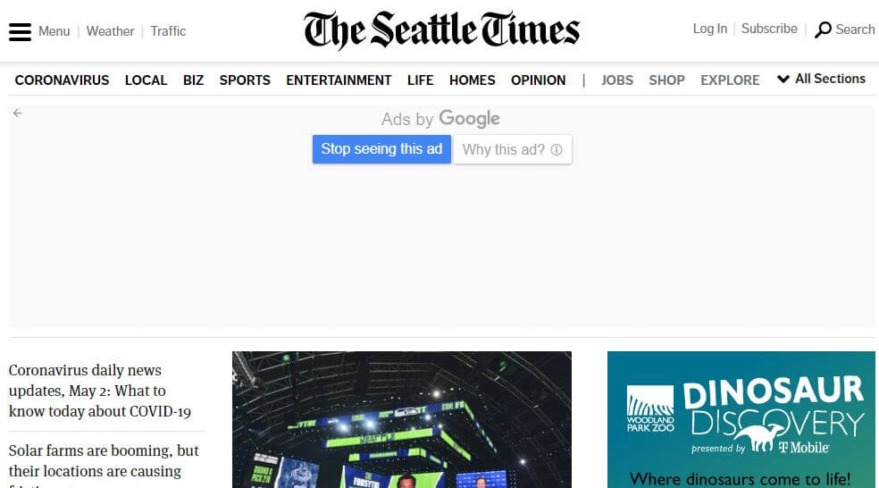 Washington newspapers 1 Seattle Times website