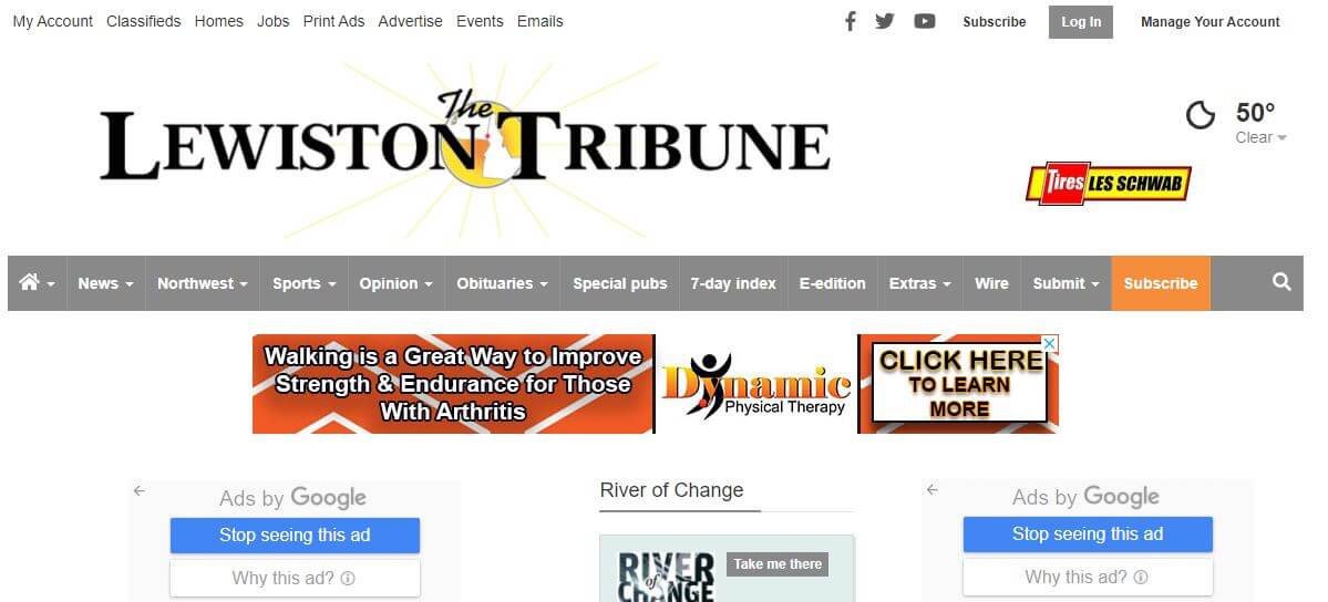 Washington newspapers 22 Lewiston Morning Tribune website