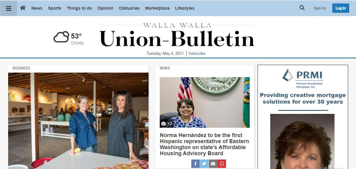 Washington newspapers 28 Walla Union Bulletin website