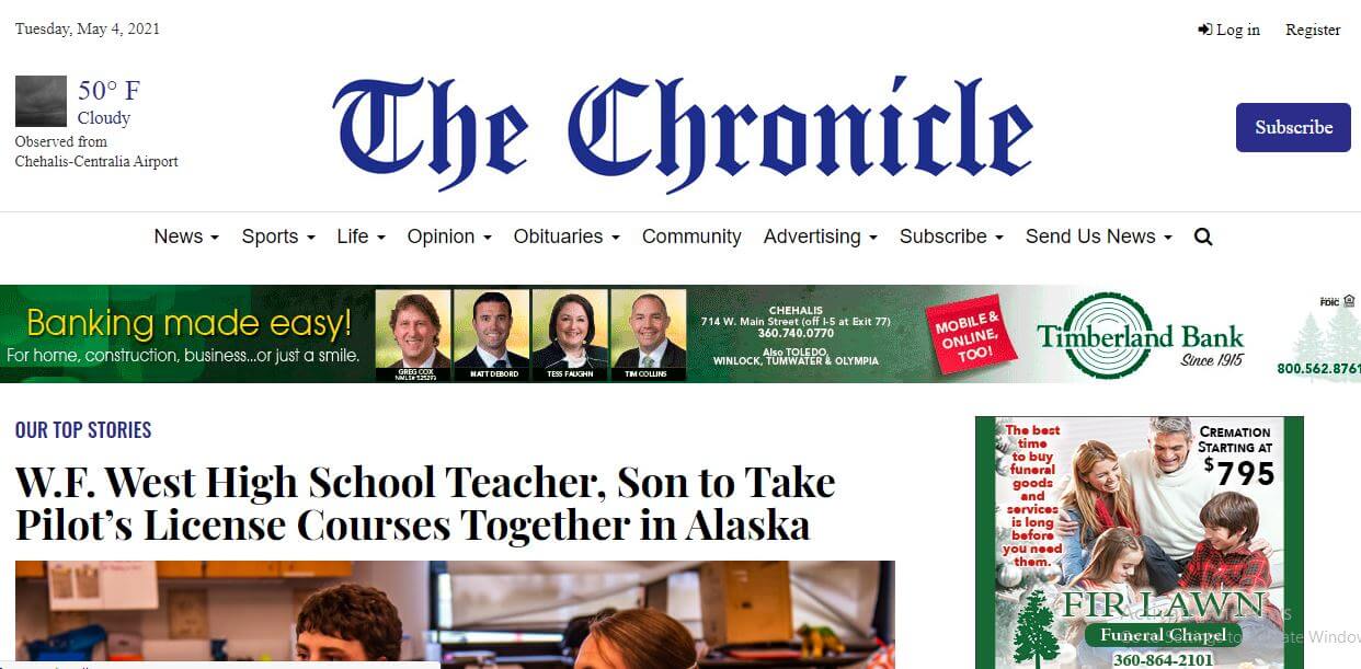 Washington newspapers 33 The Chronicle website
