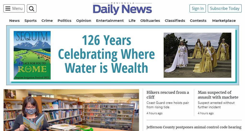 Washington newspapers 36 Peninsula Daily News website