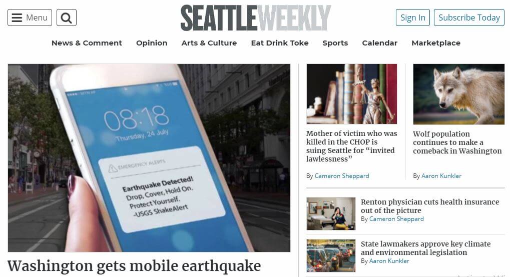 Washington newspapers 38 Seattle Weekly website